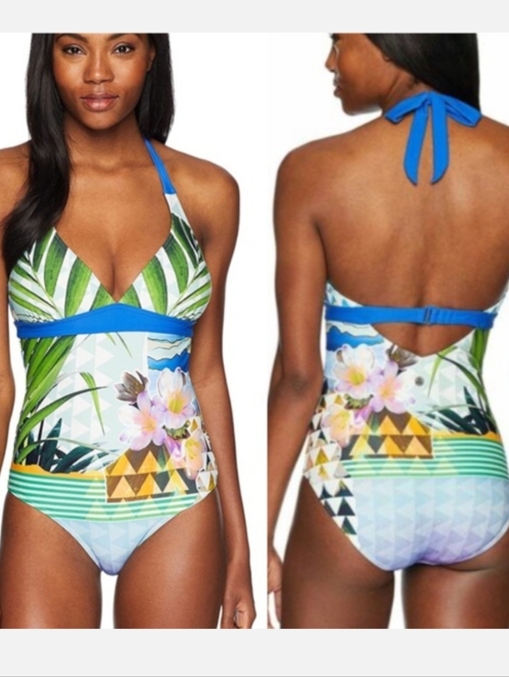 NWT PRANA Lahari One Piece Bluegrass Paradise Blue Green Size S